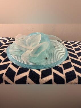 Light Blue Women's Wide Brim Decorative Sun Hat